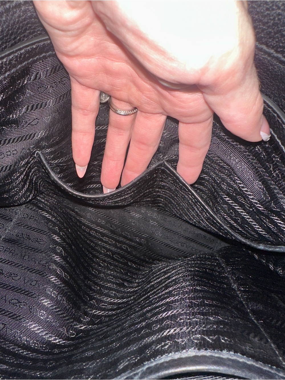 Authentic Prada Double Vitello Daino Black Leather Tote Bag Purse - Picture 15 of 16